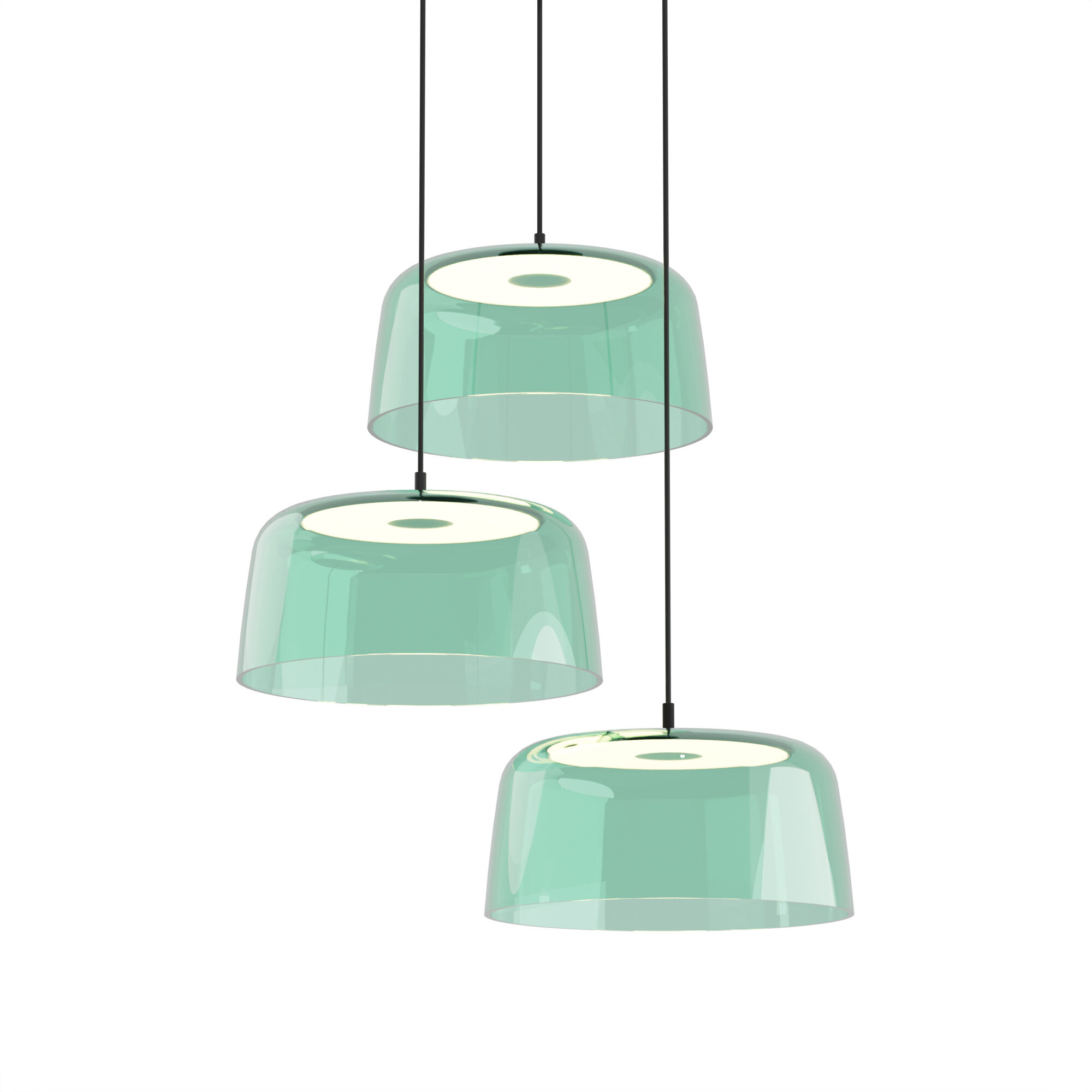 Yurei LED 30 inch Matte Black Pendant Ceiling Light in Acrylic Blue